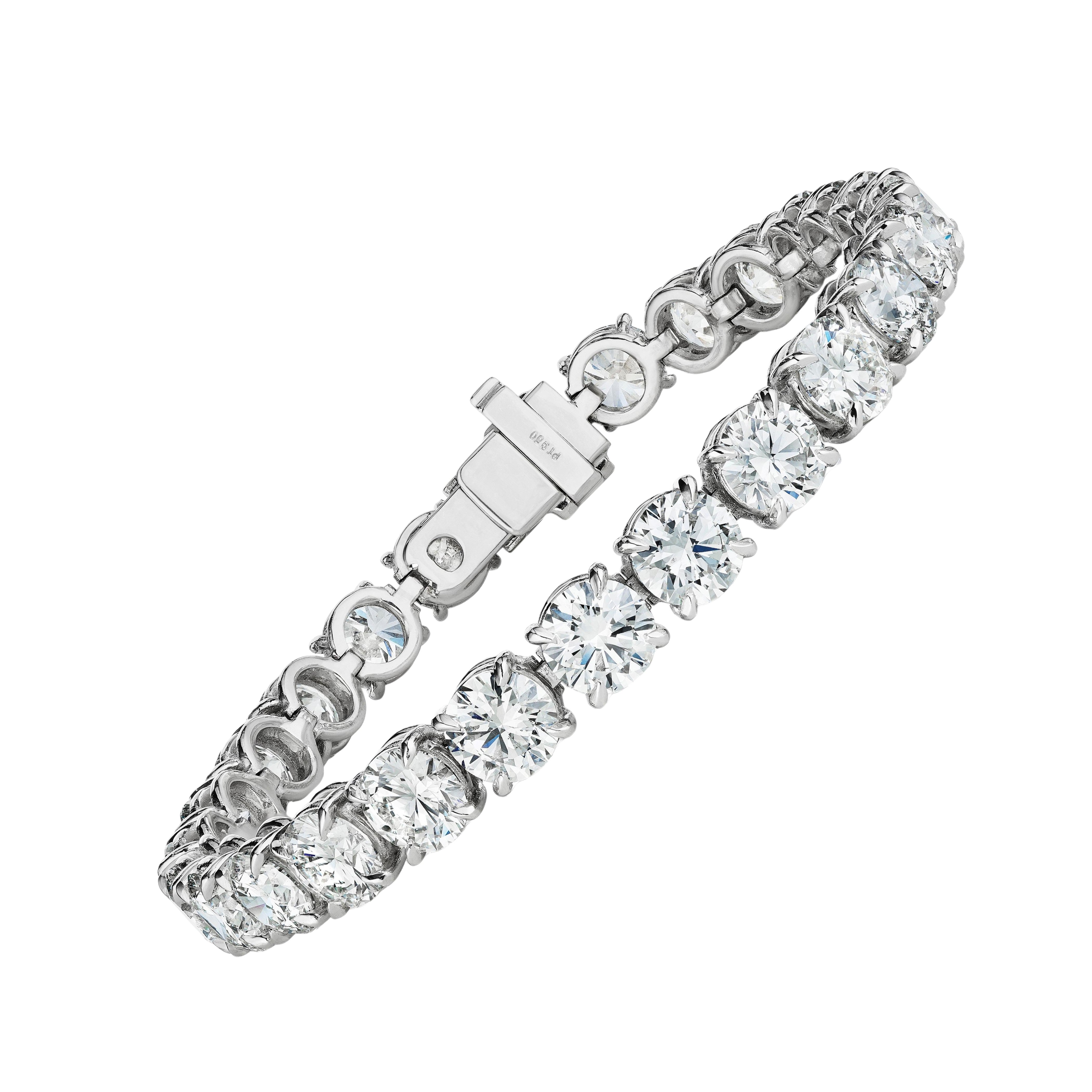 Pulsera de tenis con diamantes redondos de 26,10 quilates certificados por el GIA