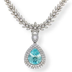 GIA zertifiziert 26,16 Karat Paraiba Weißer Diamant Weißgold Halskette
