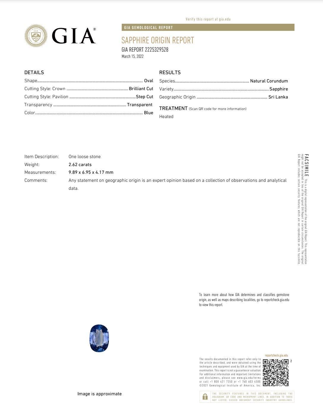 Women's GIA Certified 2.62 Carat Natural Oval Blue Sapphire & Diamond Halo Ring For Sale