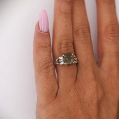 GIA Certified 2.62 Carat Oval Green Alexandrite & Diamond Platinum Vintage Ring