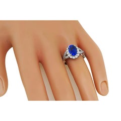 GIA Certified 2.62ct No Heat Sapphire 0.57ct Diamond Engagement Ring