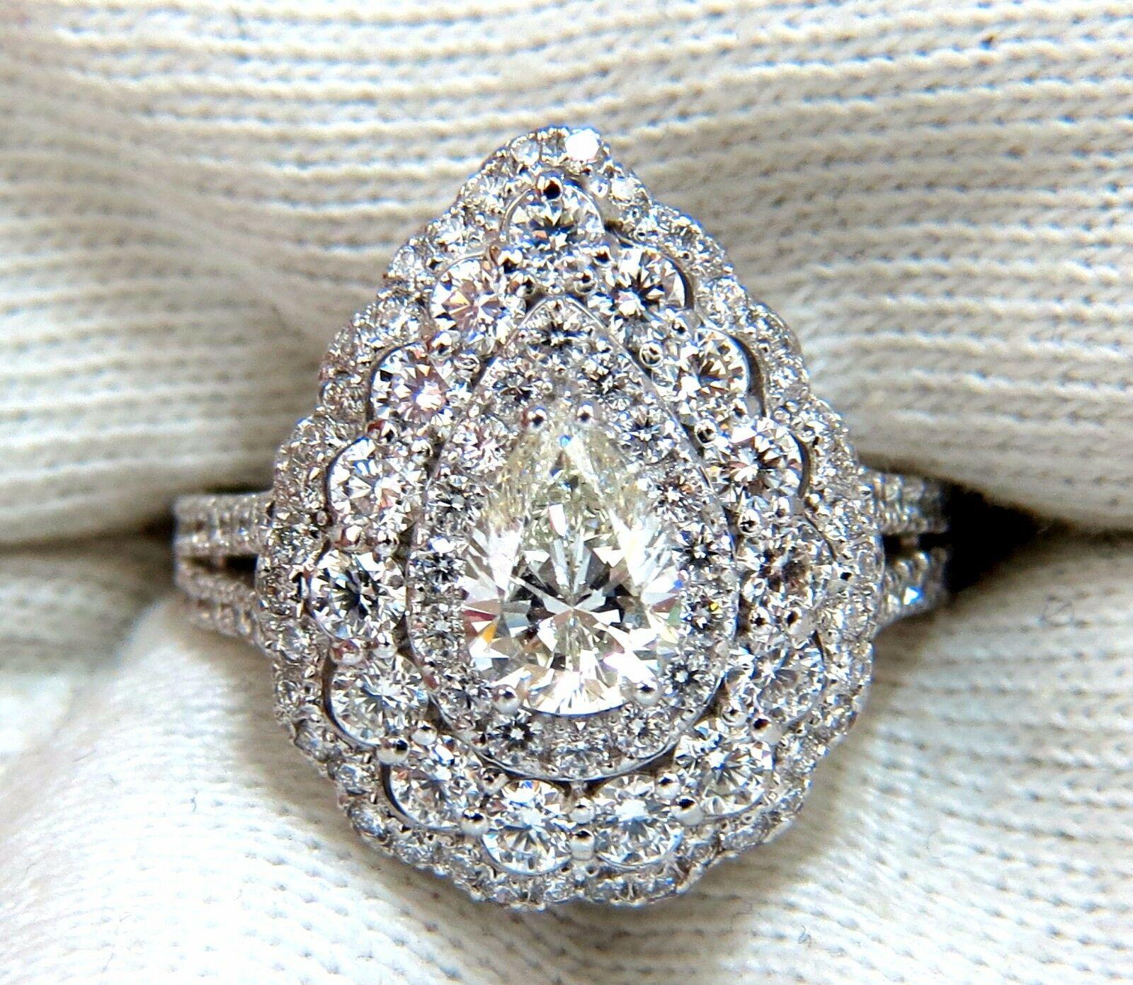 GIA Certified 2.62 Carat Pear Shape Diamond Ballerina Ring 14k Cluster H/Vs1 1
