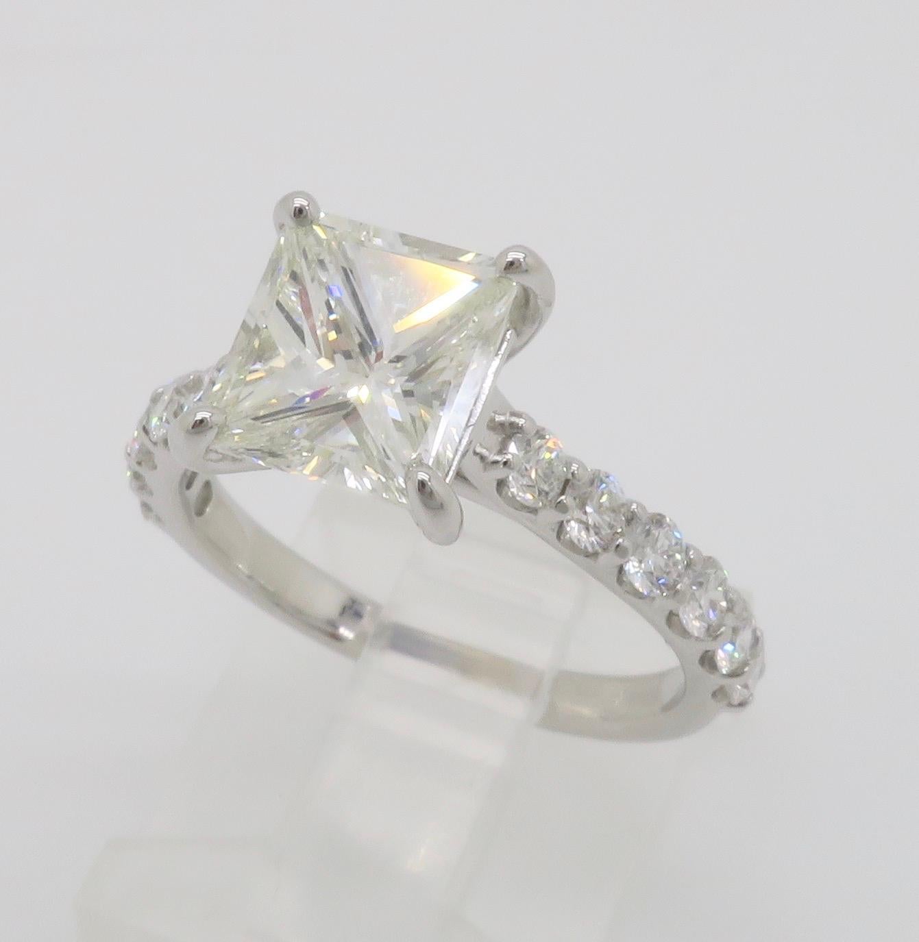 GIA Certified 2.62CTW Princess Cut Diamond Ring in 14k White Gold For Sale 14