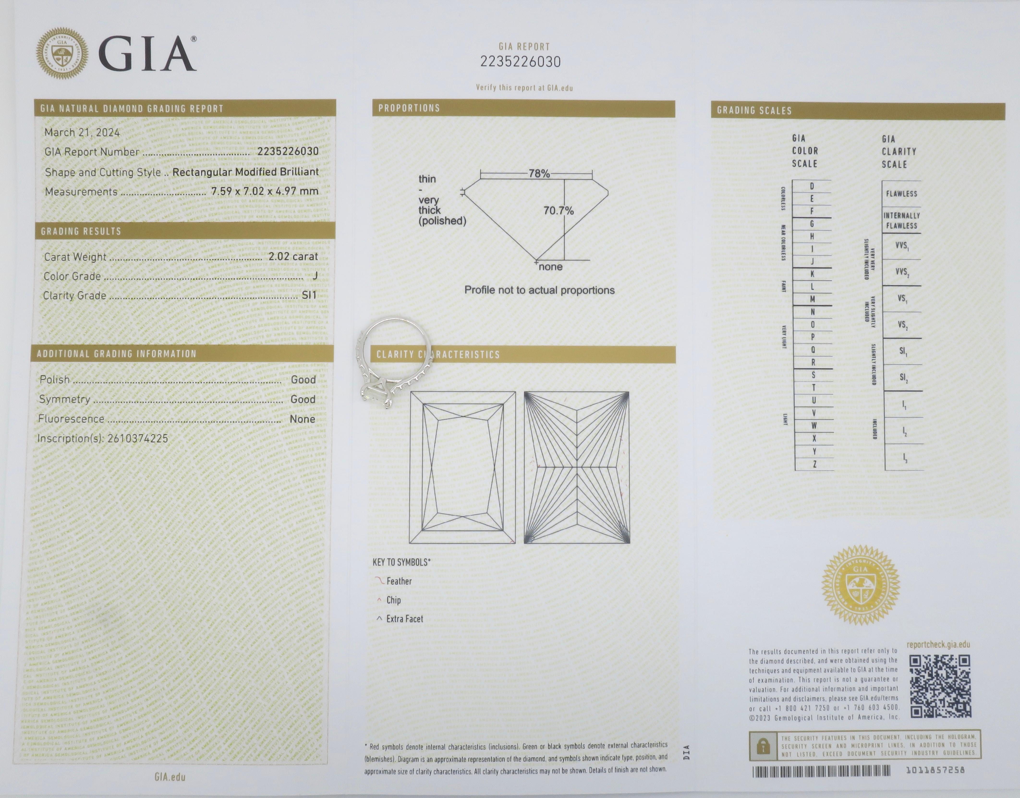 Bague en or blanc 14k certifiée GIA avec un diamant de taille Princesse de 2.62CTW  en vente 15