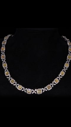 GIA Certified 26.35 Carat Fancy Yellow Diamond 18K Gold Statement Necklace
