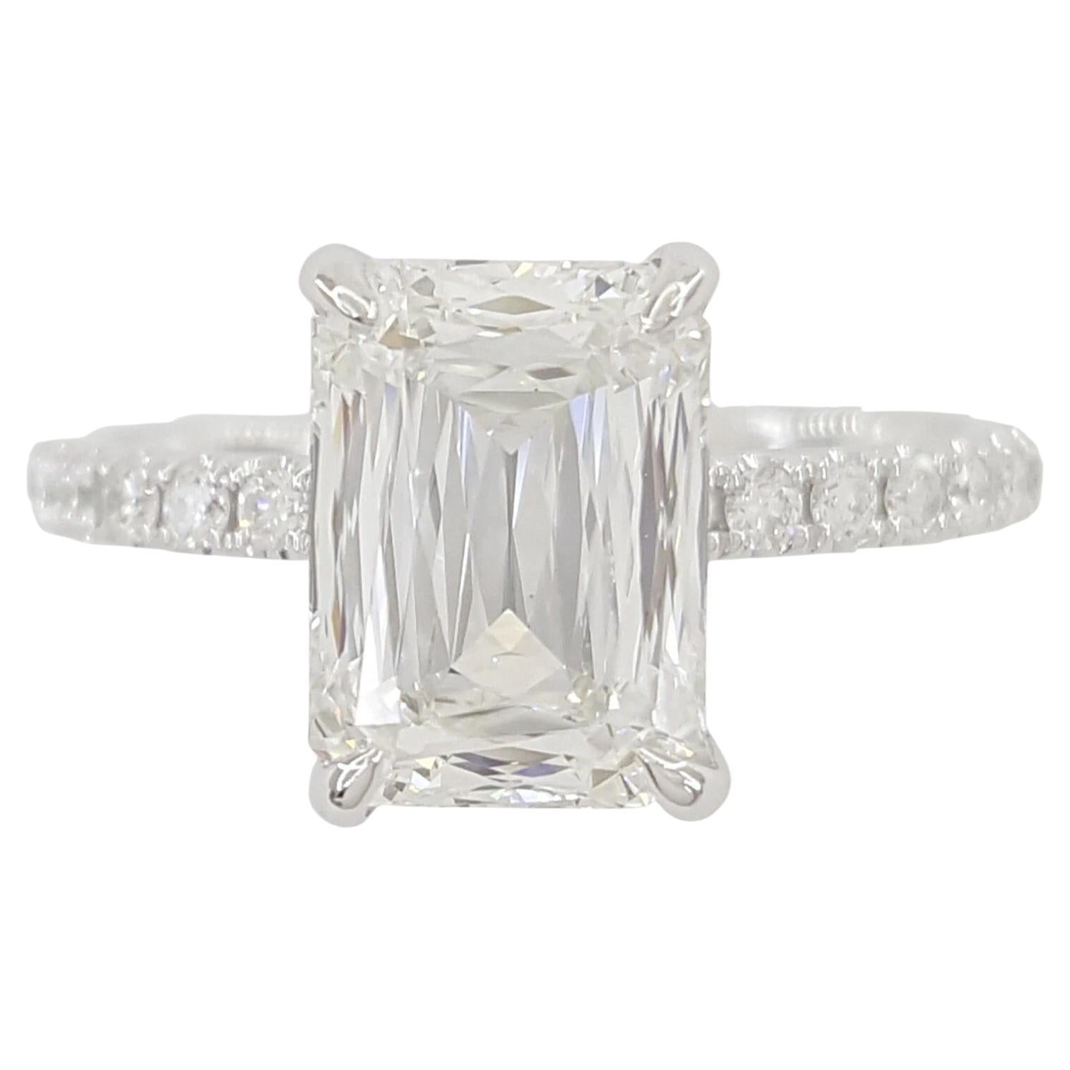 Bague de fiançailles certifiée GIA avec diamant croisé de 2,64 carats