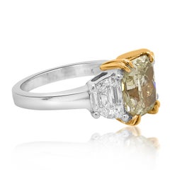 GIA Certified 2.64 Carat Fancy Light Yellow Diamond Ring