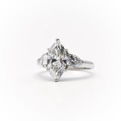 GIA Certified 2.64 Carat Marquise Cut Diamond Platinum Engagement Ring