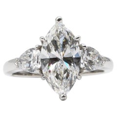 GIA zertifiziert 2,64 Karat Marquise Cut Diamant Platin Verlobungsring