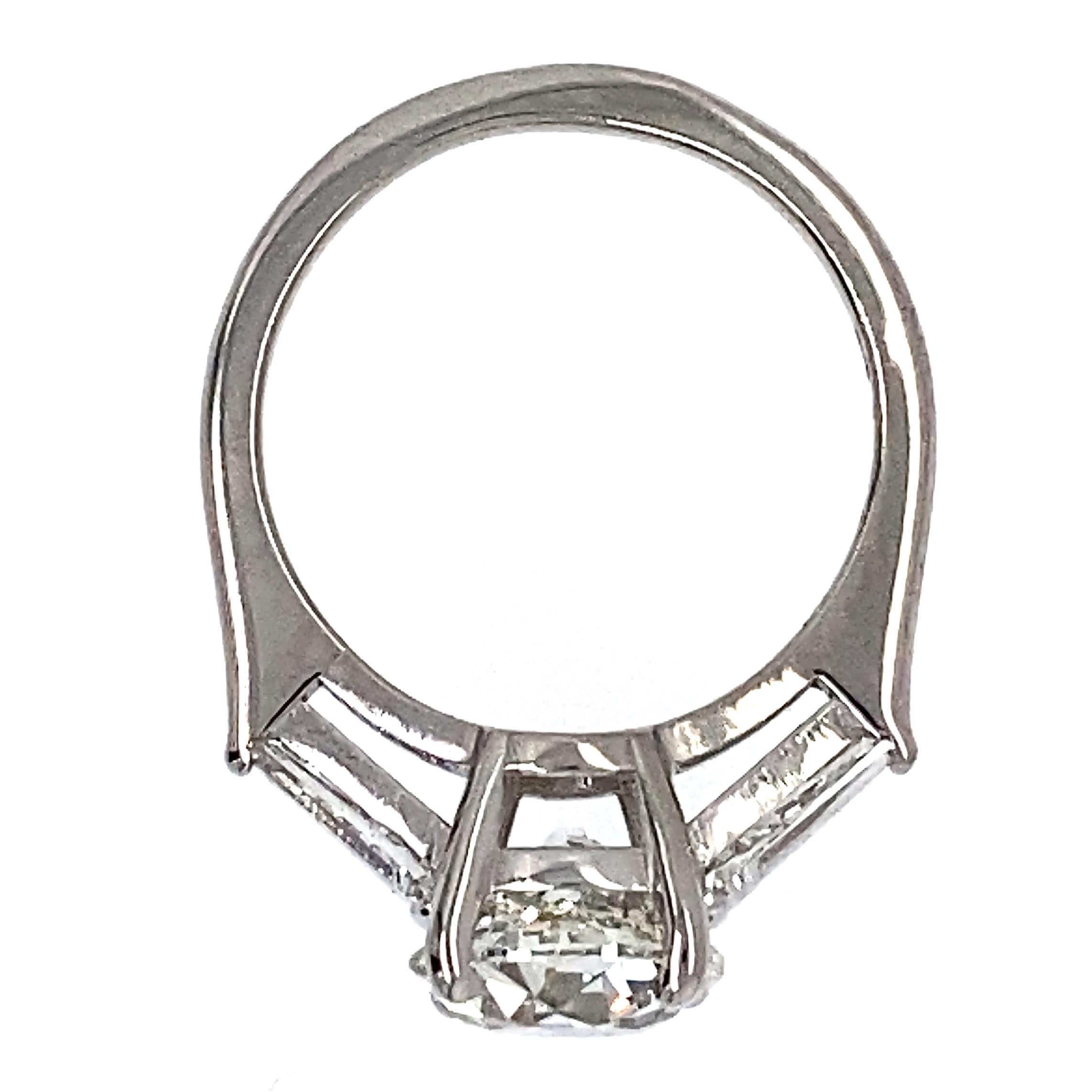 GIA Certified 2.64 Old Euro Cut Diamond in Classic Platinum 3-Stone Setting 5