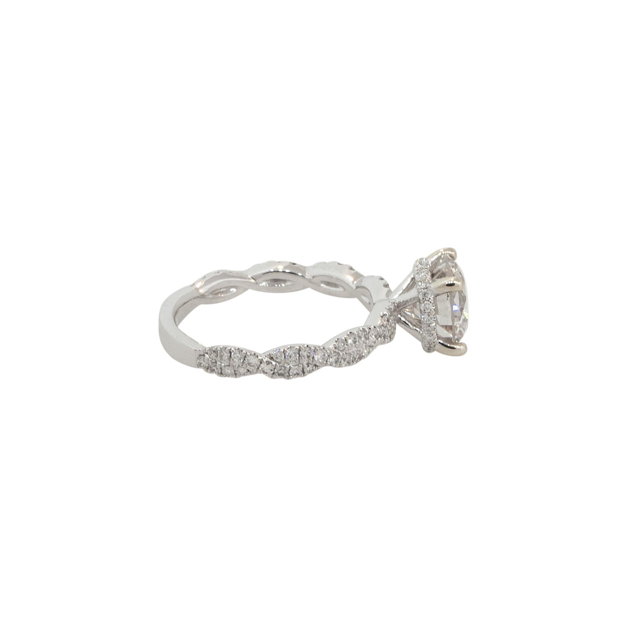 Taille ronde Bague de fiançailles torsadée en or 18 carats avec diamants de 2,65 carats certifiés par le GIA en vente