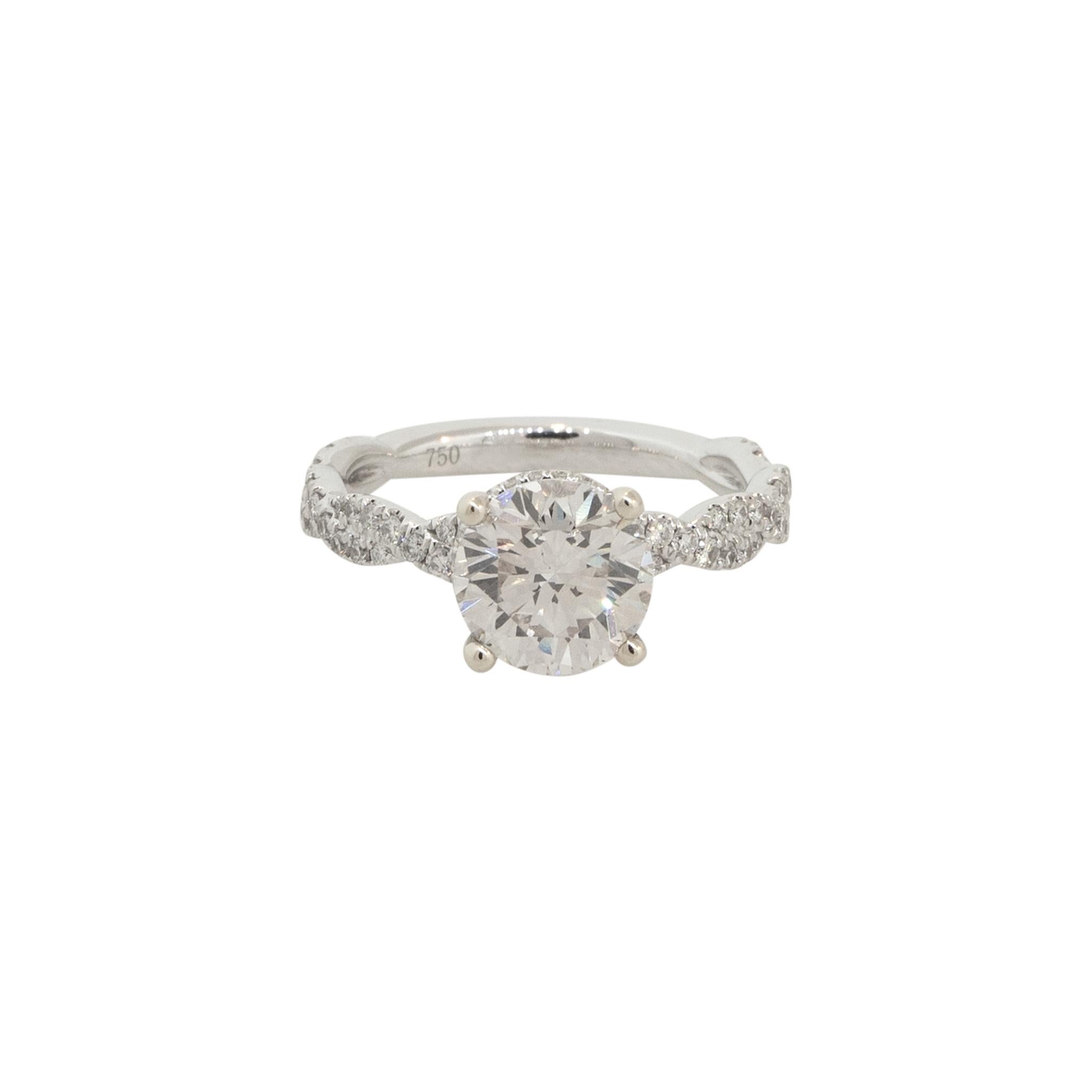 GIA Certified 2.65 Carat Diamond Twisted Engagement Ring 18 Karat in Stock In Excellent Condition For Sale In Boca Raton, FL