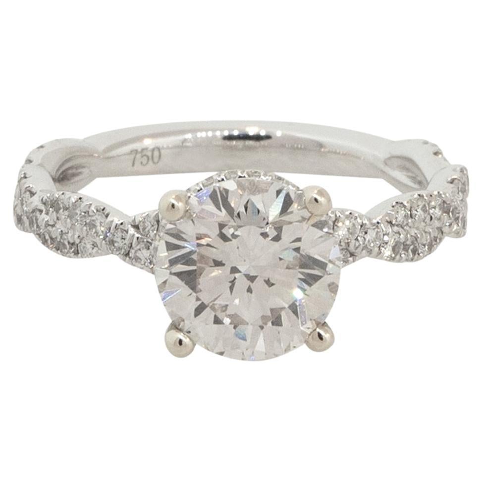 GIA Certified 2.65 Carat Diamond Twisted Engagement Ring 18 Karat in Stock For Sale