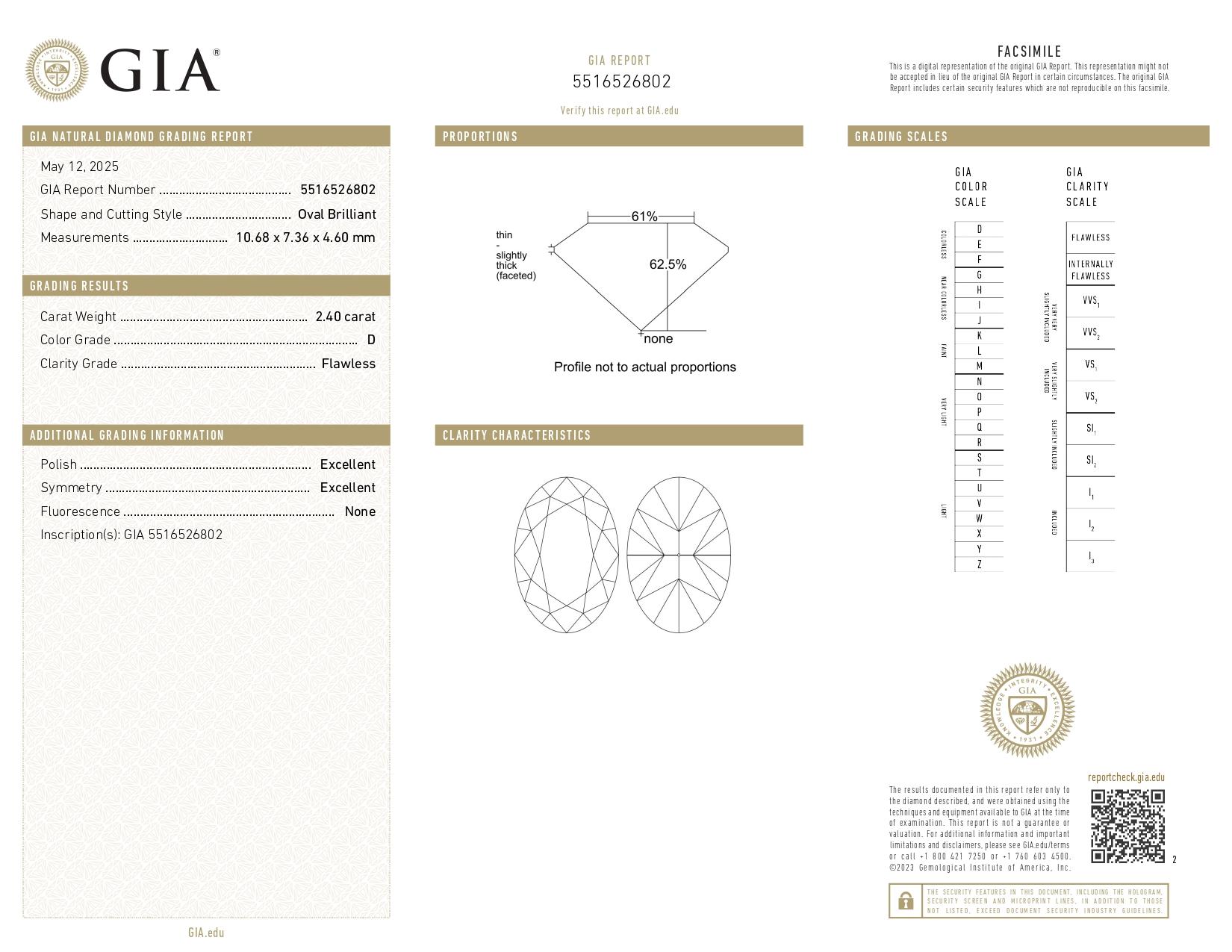 Oval Cut GIA Certified 2.40 Carat Oval Diamond Ring with pavé D Color Flawless Clarity For Sale
