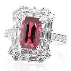 GIA Certified 2.65 Carat Tanzanian, No Heat, Red Spinel Ring Set in Platinum