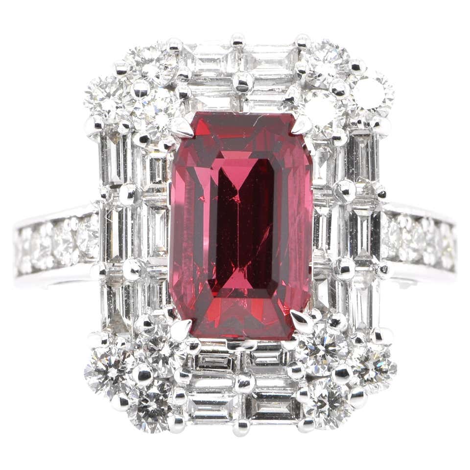 GIA Certified No Heat 4 Carat Red Spinel Oval Diamond Ring For Sale at ...
