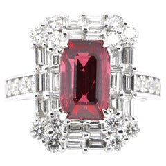 Anello con spinello rosso della Tanzania certificato GIA da 2,65 carati, senza calore, incastonato in platino