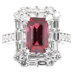 GIA Certified 2.65 Carat Tanzanian, No Heat, Red Spinel Ring Set in Platinum