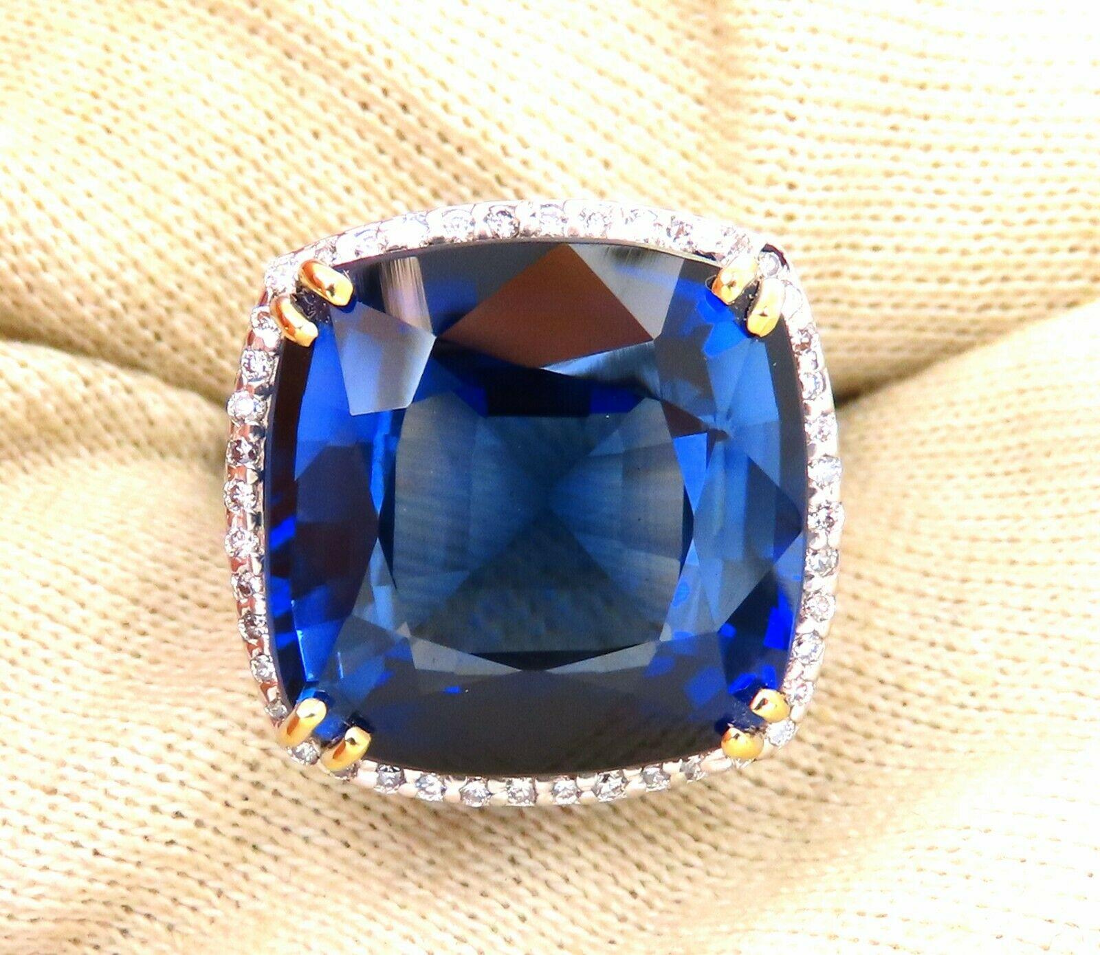 Women's or Men's GIA Certified 26.54ct Lab Sapphire Diamonds Ring 14kt