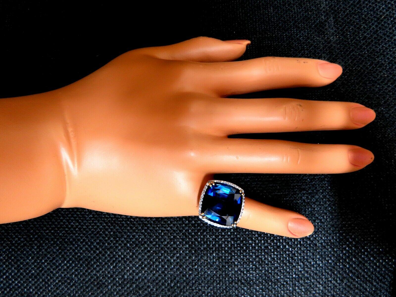 GIA Certified 26.54ct Lab Sapphire Diamonds Ring 14kt 1