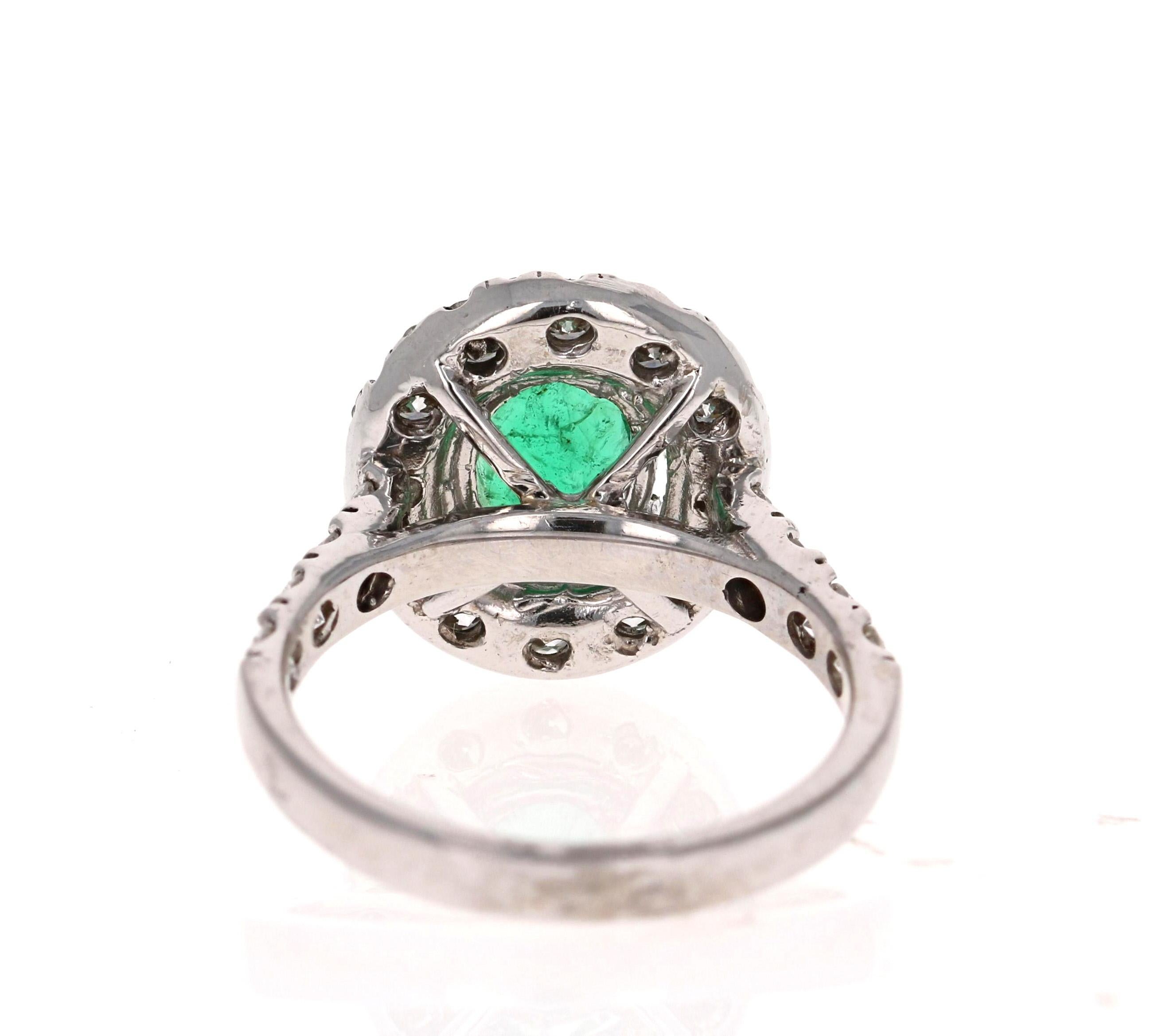 GIA-zertifizierter Verlobungsring mit 2,66 Karat Smaragd und Diamant aus 14 Karat Weißgold (Ovalschliff) im Angebot