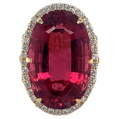 GIA Certified 26.62 Carat Rubellite Diamond Ring