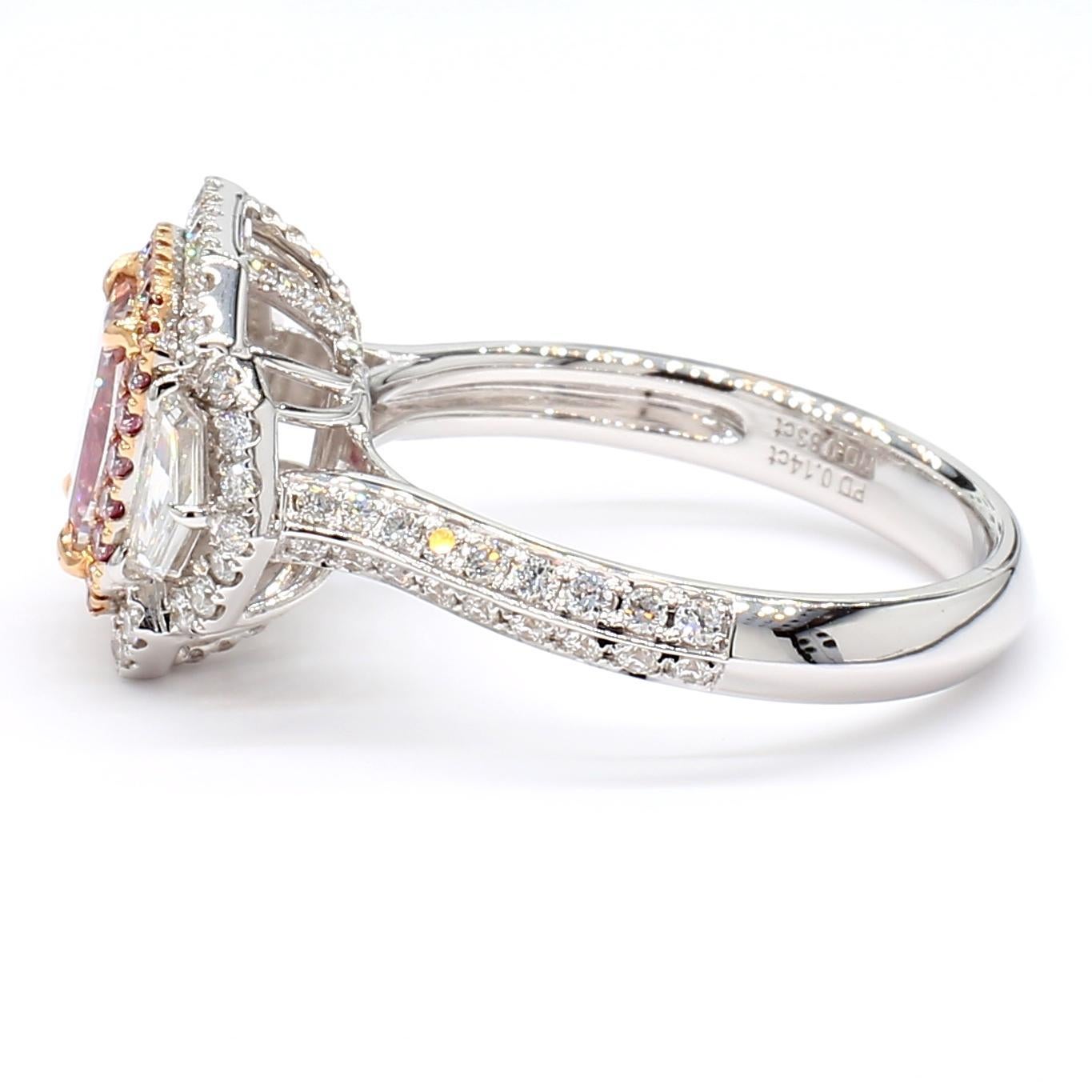 Discover the allure of this GIA Certified Fancy Pink Brown Diamond Ring, a masterpiece of elegance and sophistication. Crafted from luxurious 18K gold with a total weight of 6.63 grams, this ring features an exceptional combination of diamonds,