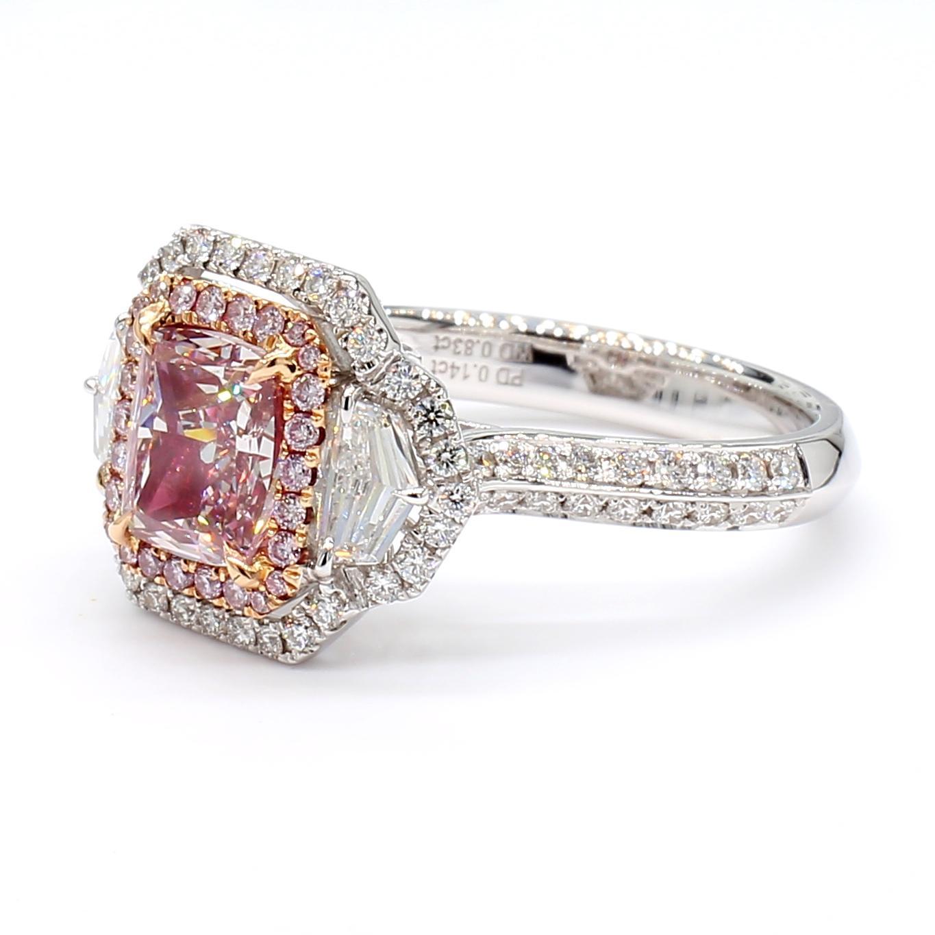 Modern GIA Certified 2.67 Carat Fancy Pink Diamond Ring 18K Gold For Sale
