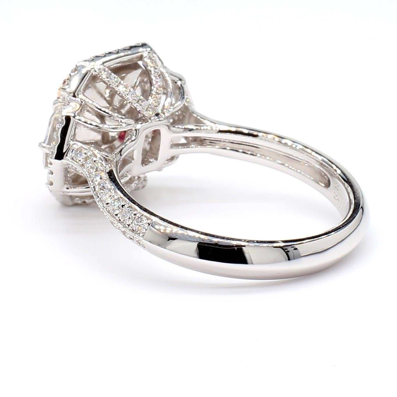 Cushion Cut GIA Certified 2.67 Carat Fancy Pink Diamond Ring 18K Gold For Sale
