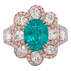 GIA Certified 2.67 Carat Paraiba Tourmaline and Diamonds Ring