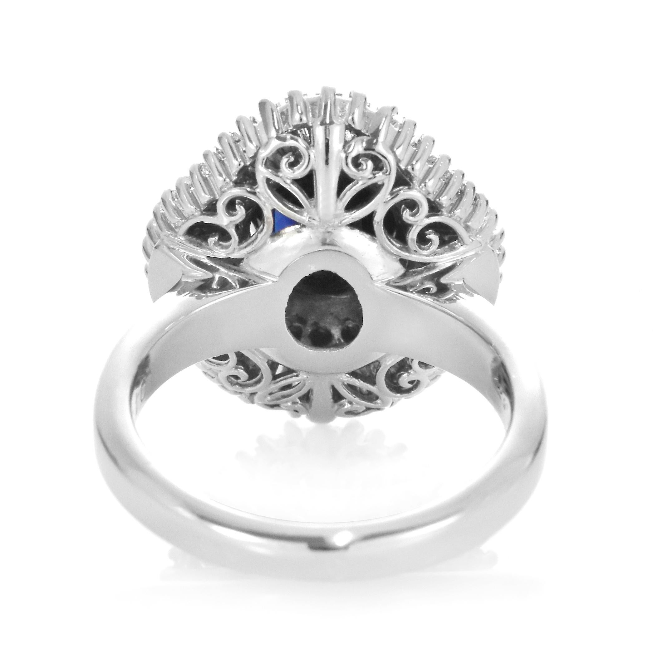 GIA Certified 2.67 Carat Sapphire and Diamond Ballerina Ring made in Platinum For Sale 6