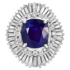 GIA Certified 2.67 Carat Sapphire and Diamond Ballerina Ring made in Platinum