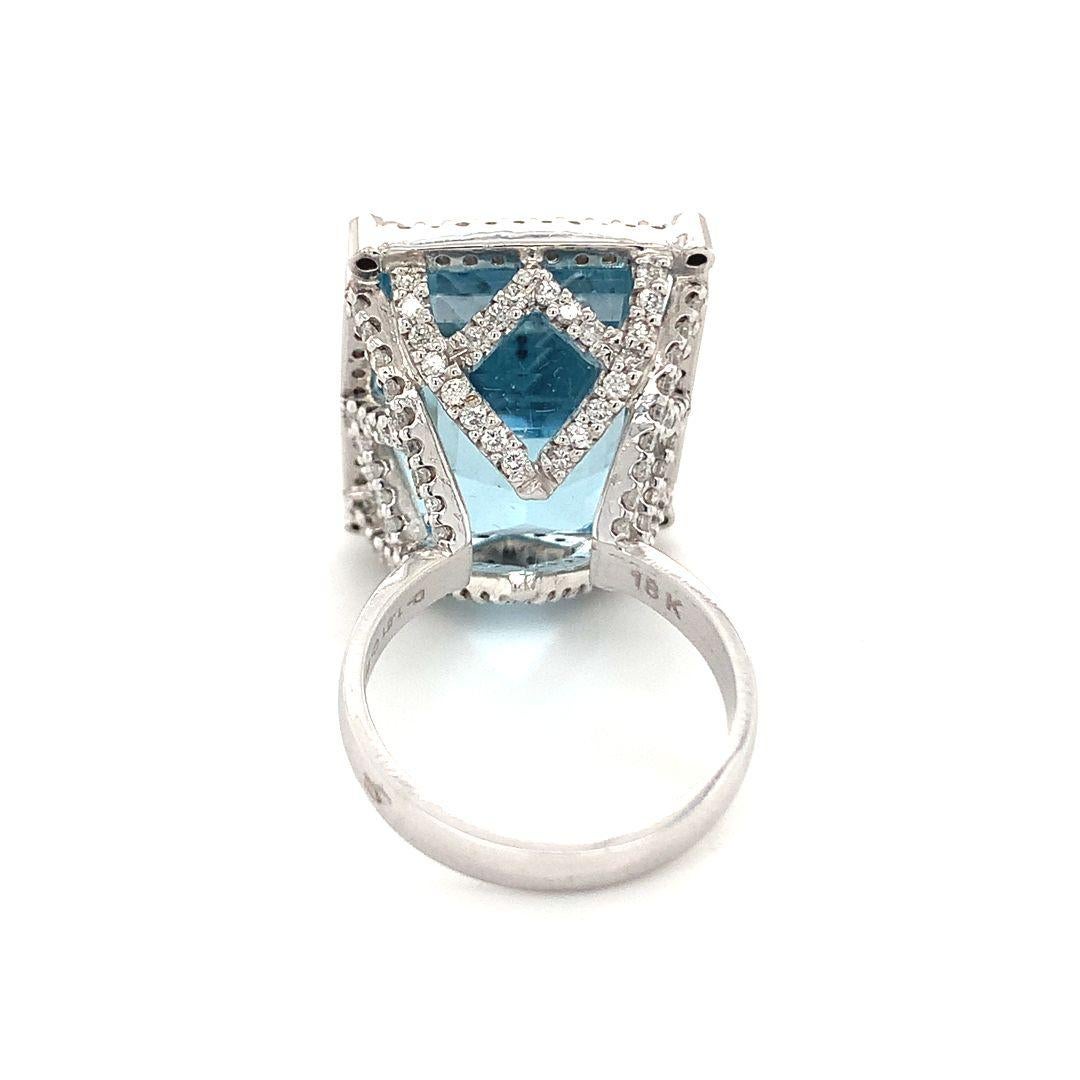 GIA Certified 26.71 Carat Natural Aquamarine Diamond Ring For Sale 1