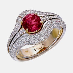GIA Certified 2.68 Carat Burma Ruby No Heat And Diamond Ring In 18K White Gold