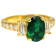 GIA Certified 2.68 Carat Natural Emerald Diamonds Ring 18 Karat**