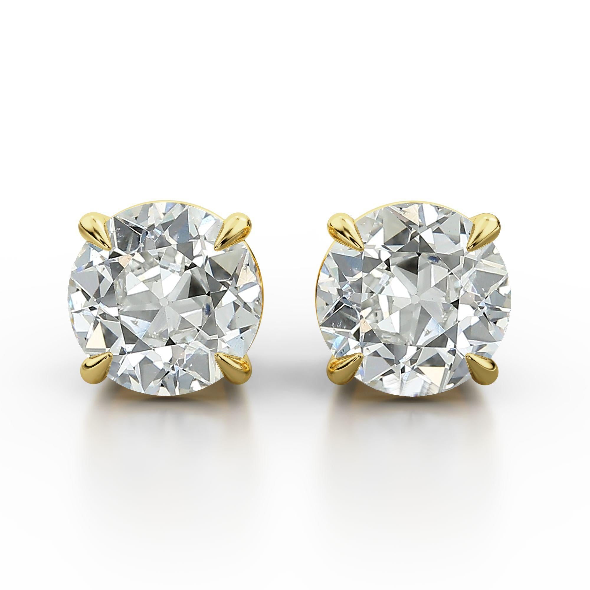Boucles d'oreilles en diamant certifié GIA de 2,68 carats, taille ancienne Euro en vente 2