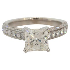 GIA Certified 2.68 Carat Princess Cut Diamond Engagement Ring 14 Karat in Stock
