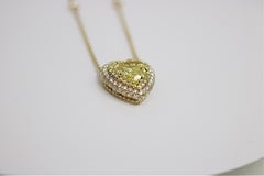 GIA Certified 2.68 Carat Fancy Intense Yellow Heart Shape Diamond Necklace