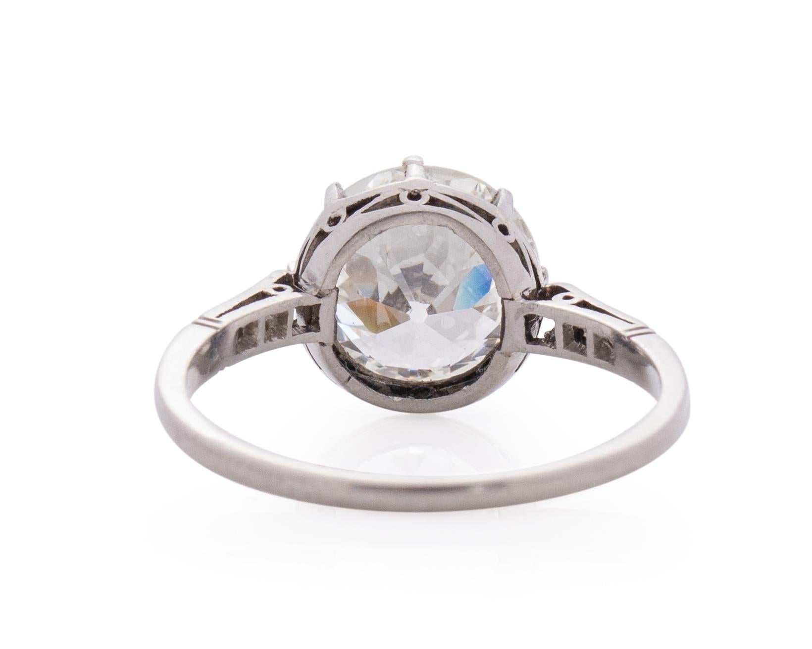 GIA Certified 2.69 Carat Art Deco Diamond Platinum Engagement Ring In Good Condition For Sale In Atlanta, GA