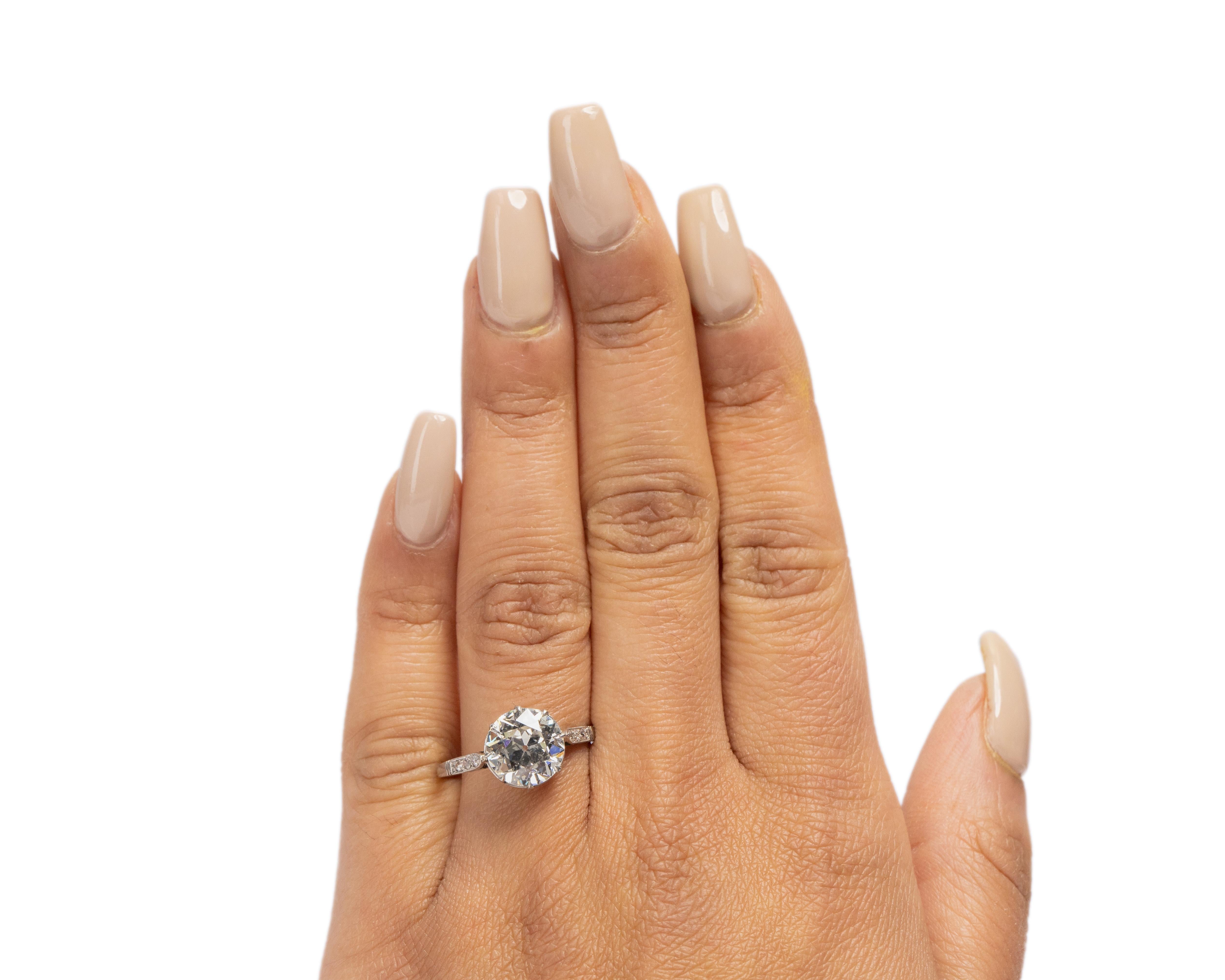 Women's GIA Certified 2.69 Carat Art Deco Diamond Platinum Engagement Ring For Sale
