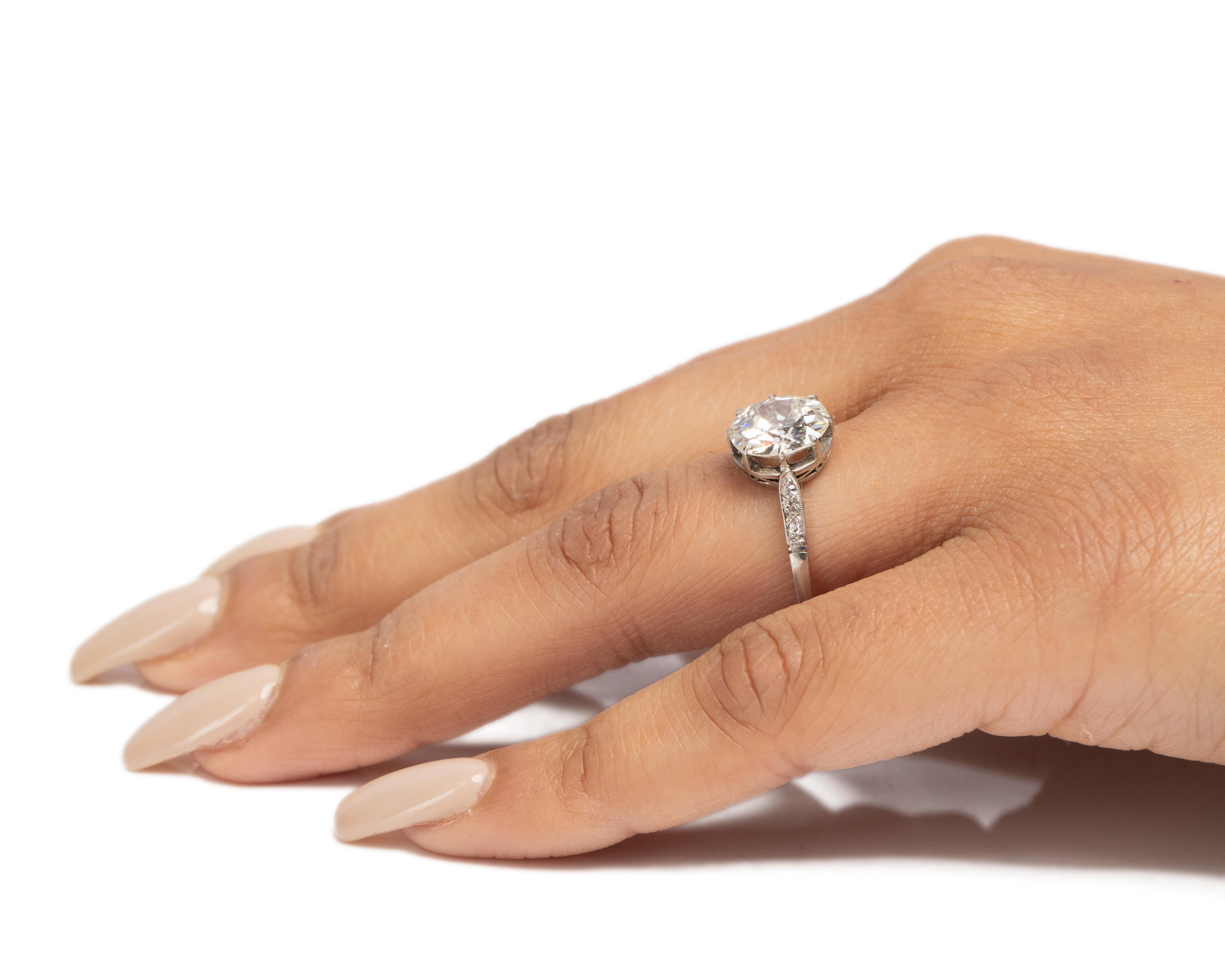 GIA Certified 2.69 Carat Art Deco Diamond Platinum Engagement Ring For Sale 1