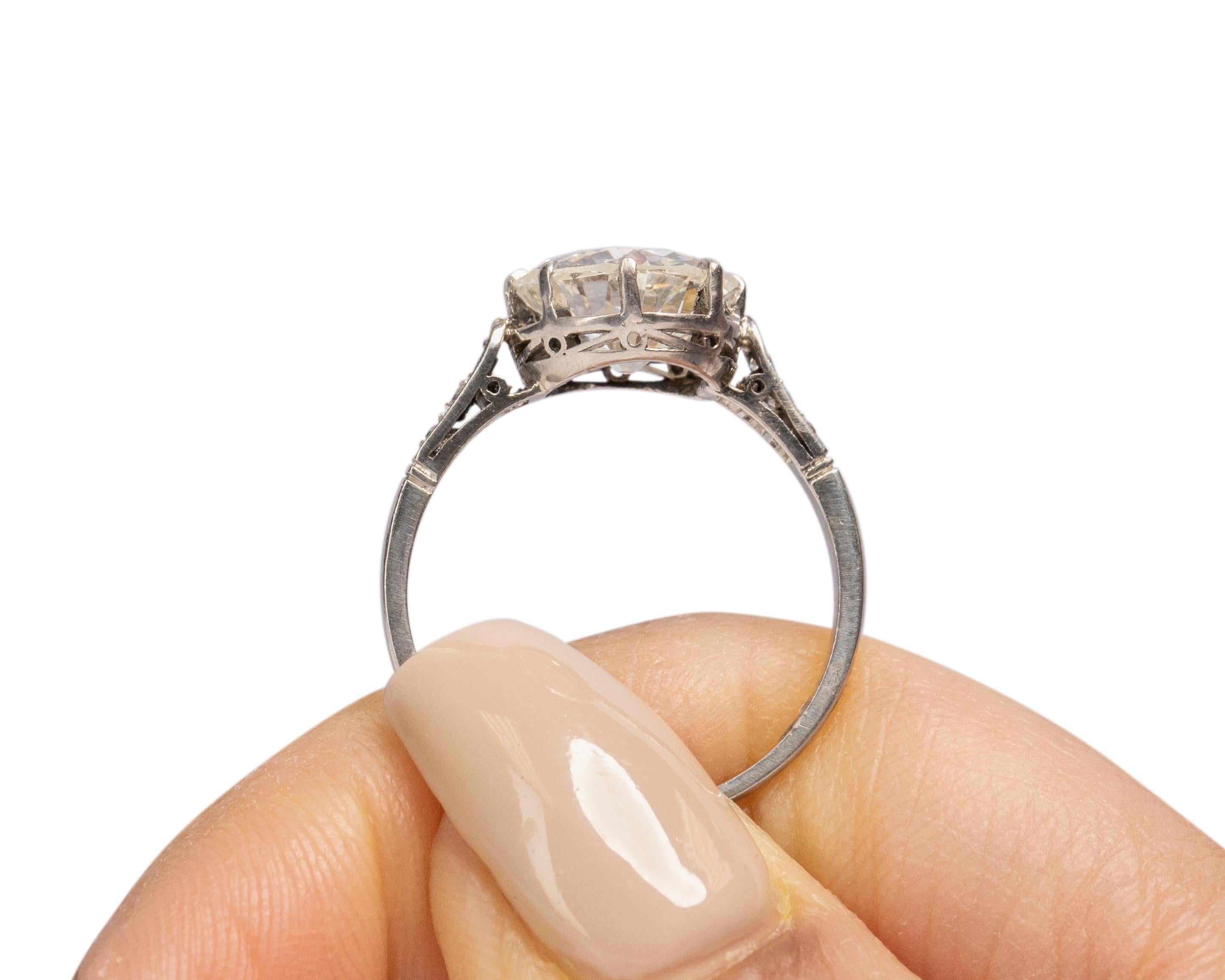GIA Certified 2.69 Carat Art Deco Diamond Platinum Engagement Ring For Sale 2
