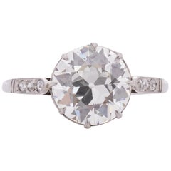 GIA Certified 2.69 Carat Art Deco Diamond Platinum Engagement Ring