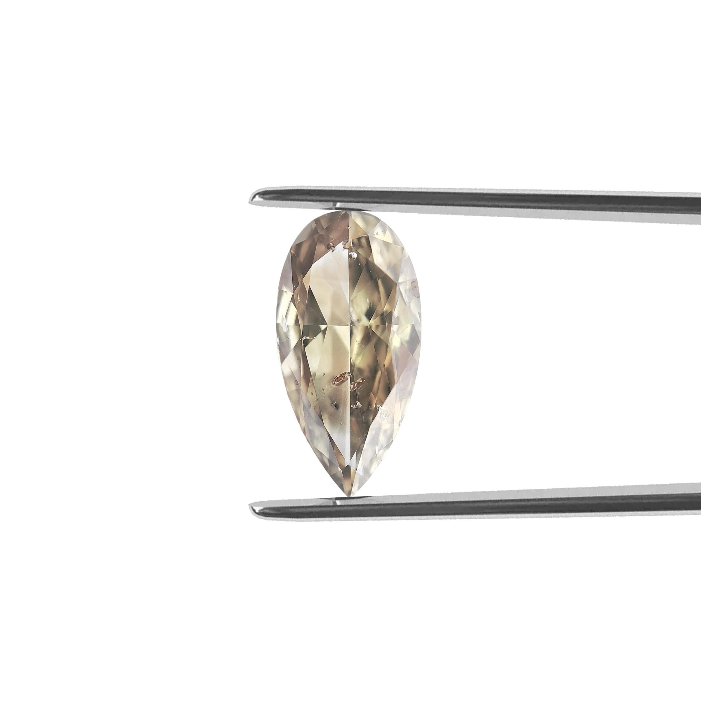 Taille poire Diamant naturel certifié GIA de 2,69 carats en forme de poire modifié Brilliante caméléon I1 en vente