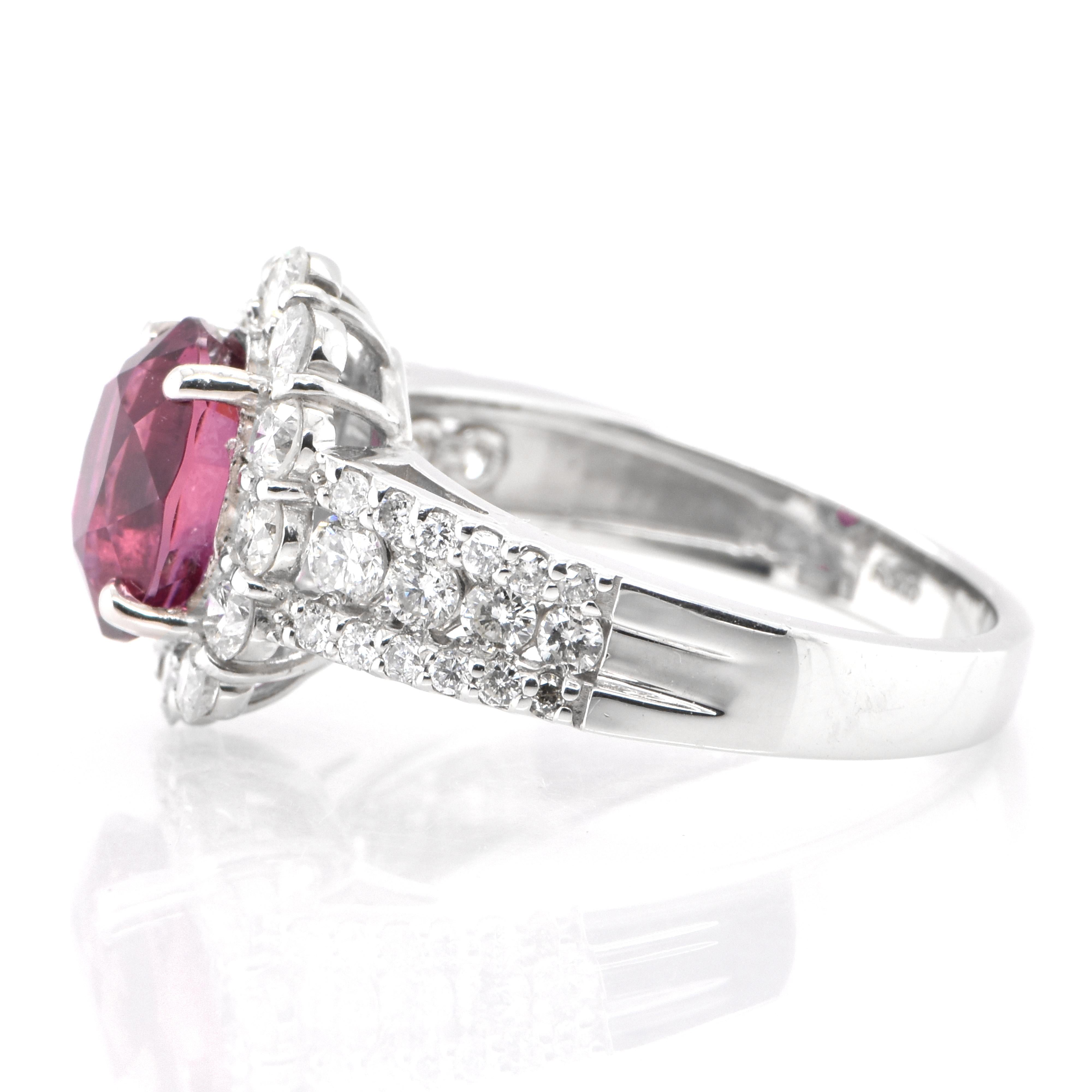 Oval Cut GIA Certified 2.69 Carat, Untreated, Mozambican Ruby and Diamond Set in Platinum For Sale