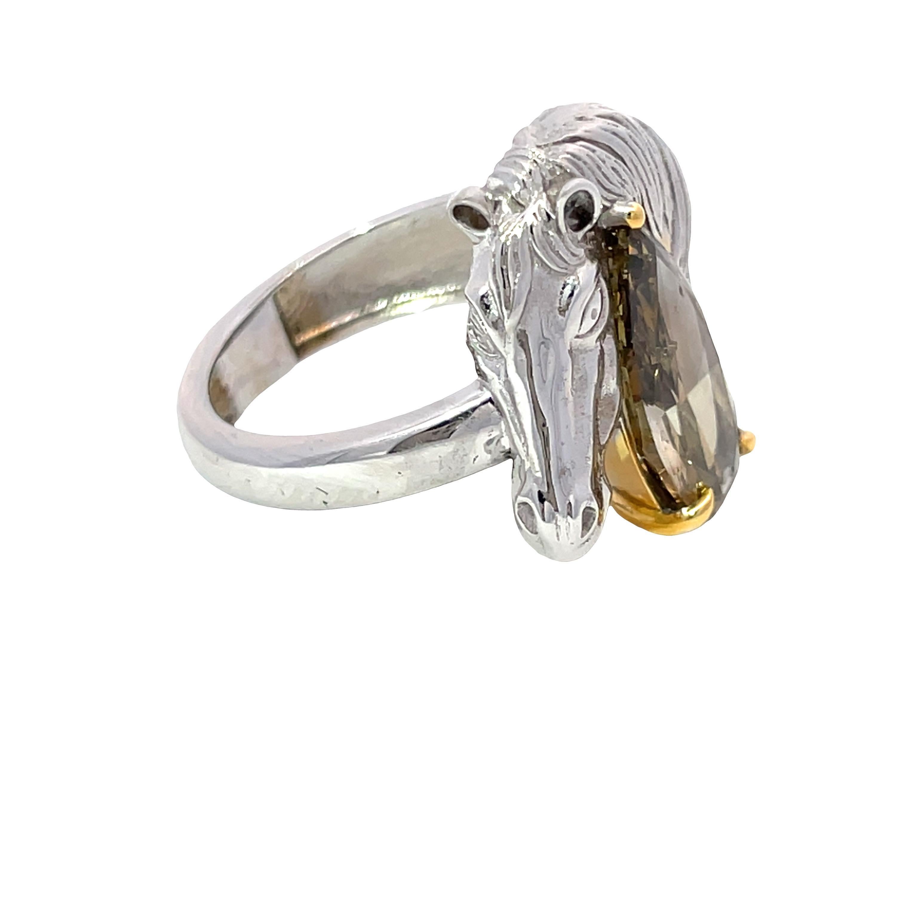GIA zertifiziert 2,69ct Birne Chamäleon I1 natürlichen Diamant Pferdekopf Ring in 18k (Moderne) im Angebot