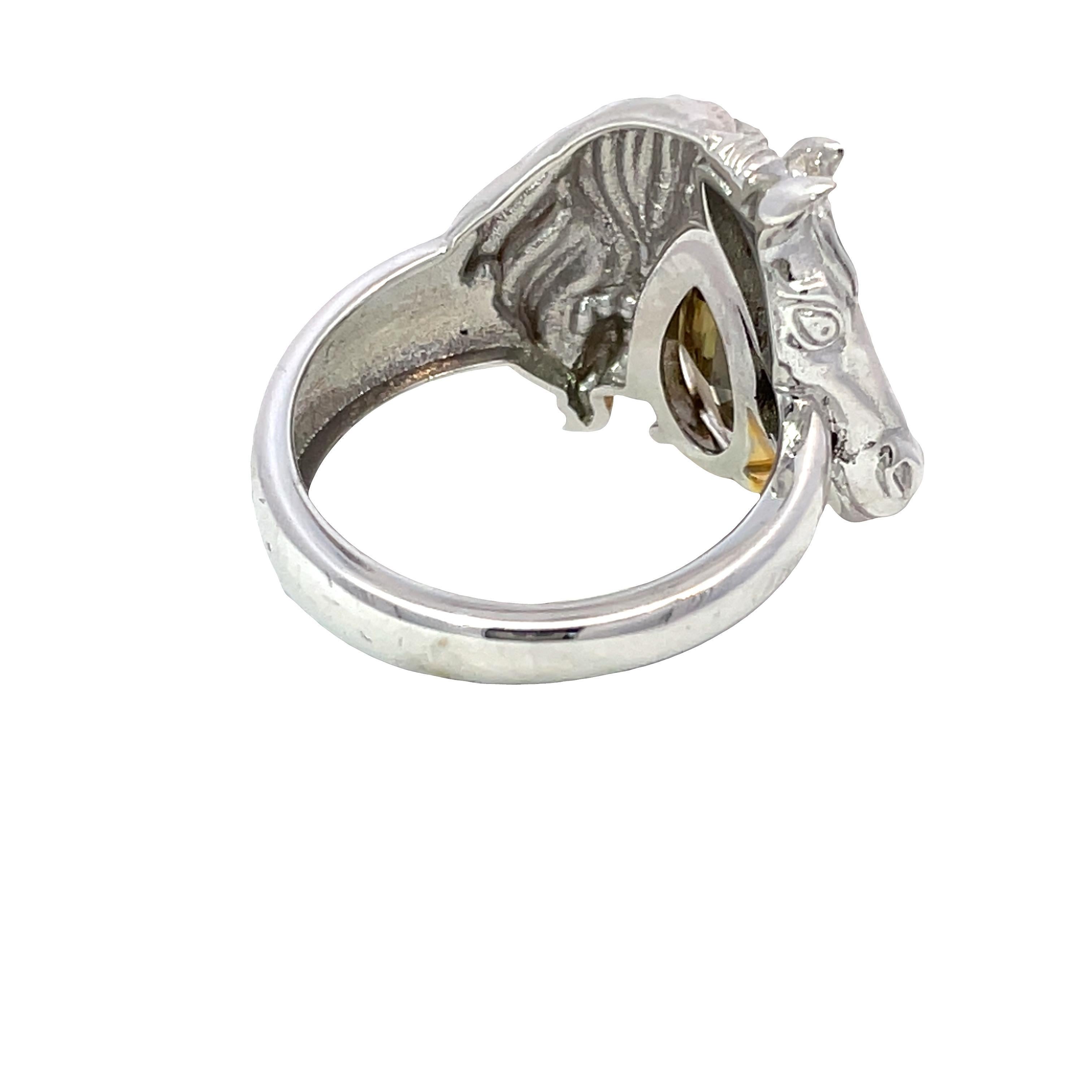 GIA zertifiziert 2,69ct Birne Chamäleon I1 natürlichen Diamant Pferdekopf Ring in 18k (Tropfenschliff) im Angebot