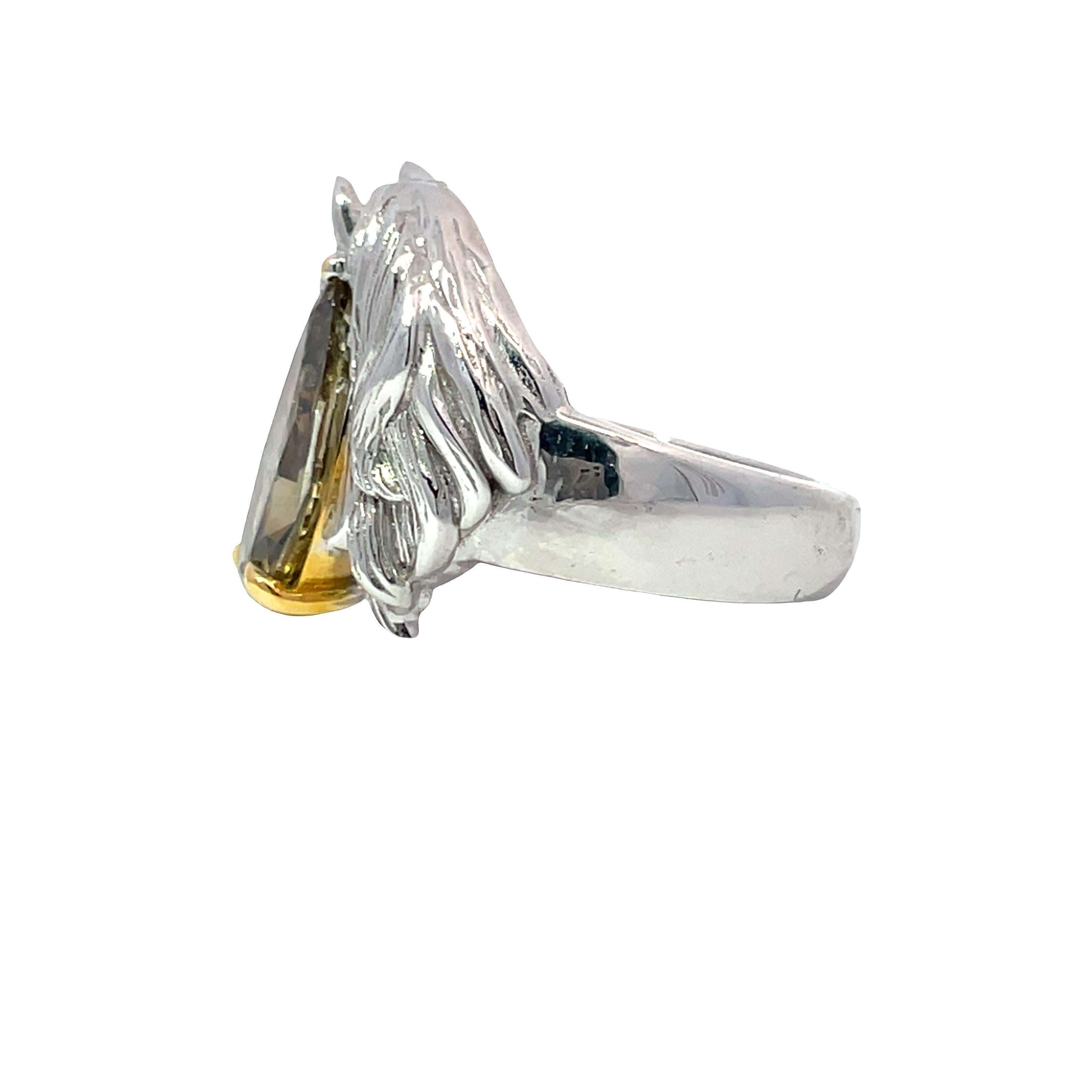 GIA zertifiziert 2,69ct Birne Chamäleon I1 natürlichen Diamant Pferdekopf Ring in 18k für Damen oder Herren im Angebot