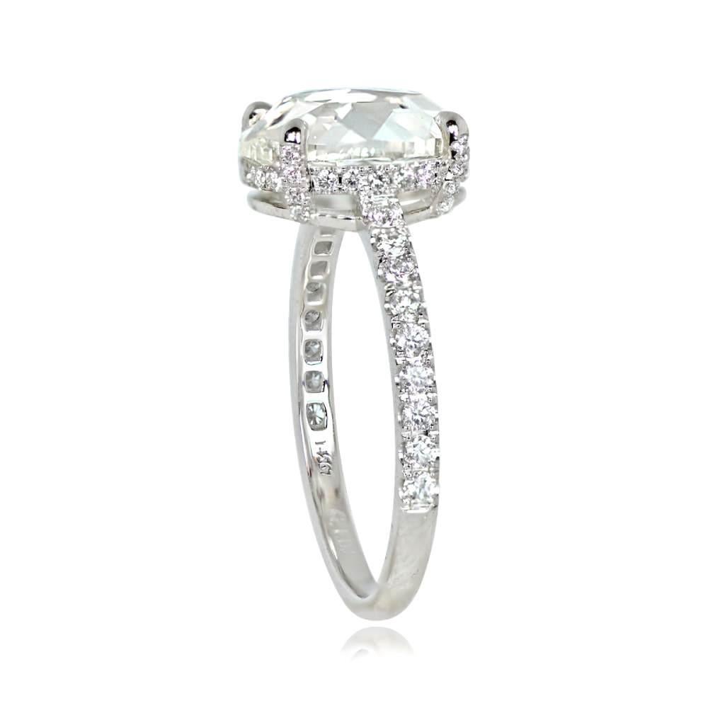 Art déco Bague de fiançailles en platine avec un diamant taille rose de 2,69 ct certifié par la GIA en vente