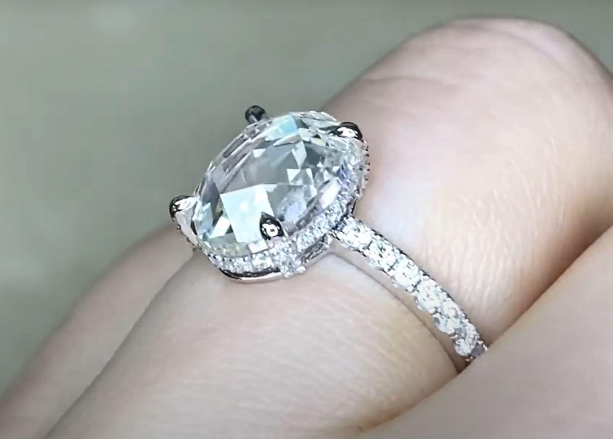 Bague de fiançailles en platine avec un diamant taille rose de 2,69 ct certifié par la GIA Pour femmes en vente